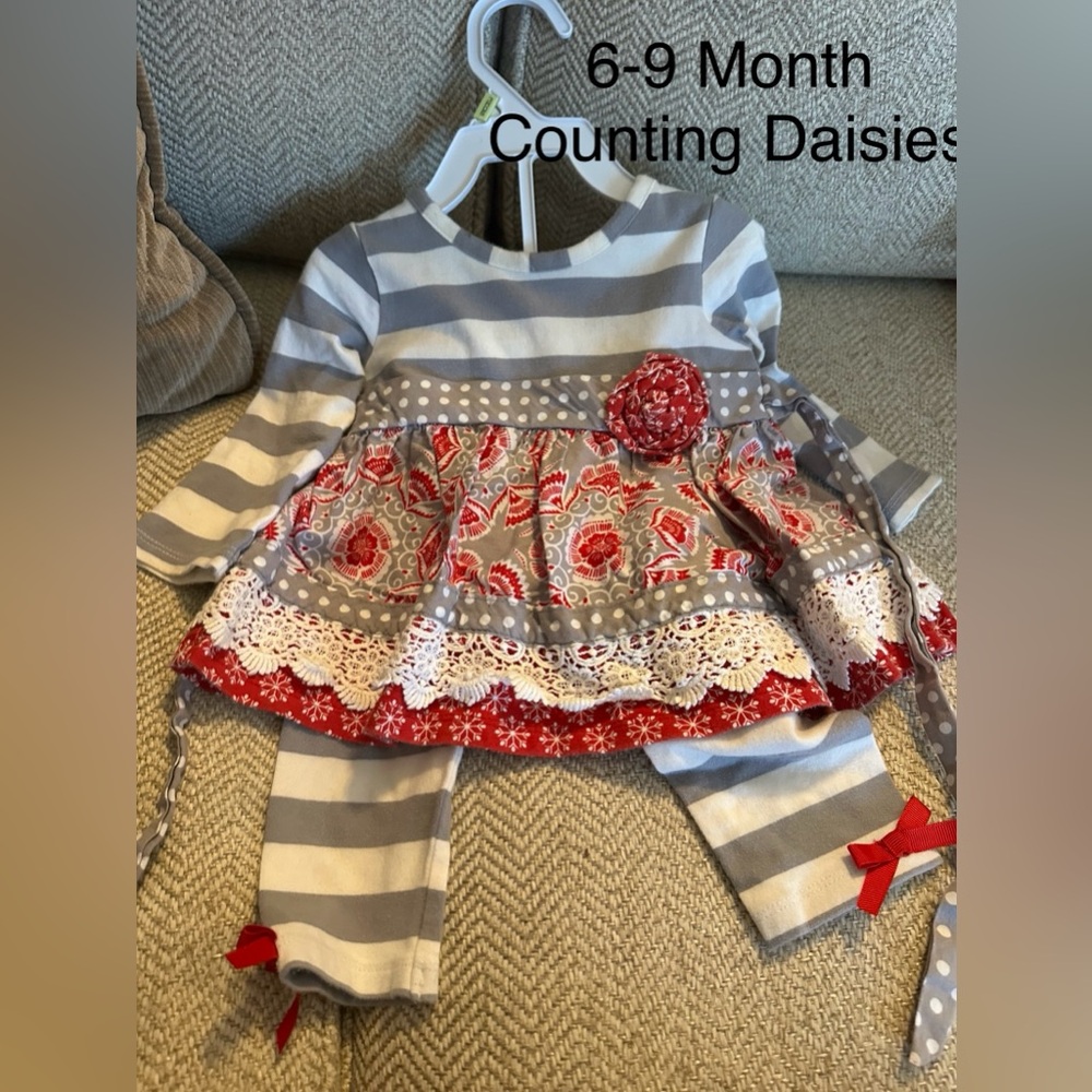 Counting Daisies Baby Dress with Stripes and Floral Design